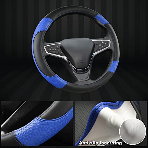 GIANT PANDA Steering Wheel Cover for Chevy Silverado - Car Steering Wheel Cover for Chevrolet Colorado Tahoe -Black+Blue - color: B-Black+Blue