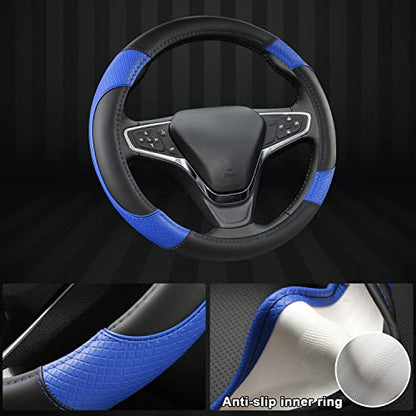 GIANT PANDA Steering Wheel Cover for Chevy Silverado - Car Steering Wheel Cover for Chevrolet Colorado Tahoe -Black+Blue - color: B-Black+Blue
