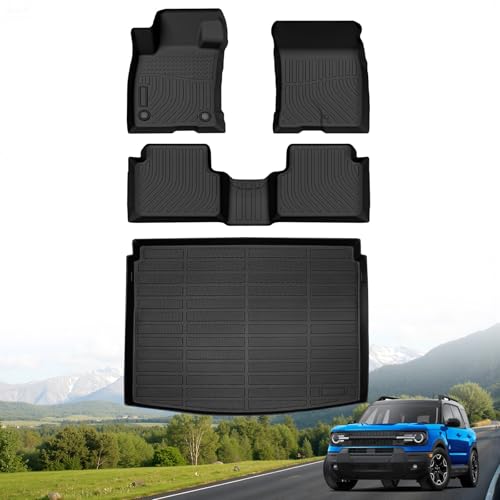 Hutisya-Floor Mats & Cargo Liner Set Fit for 2021-2026 Ford Bronco Sport All Weather Protection Anti-Slip & Durable TPE Full Set Liners Automotive Accessories-Black - style: 16)For Bronco Sport 2021-2026 Full Set