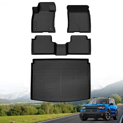 Hutisya-Floor Mats & Cargo Liner Set Fit for 2021-2026 Ford Bronco Sport All Weather Protection Anti-Slip & Durable TPE Full Set Liners Automotive Accessories-Black - style: 16)For Bronco Sport 2021-2026 Full Set