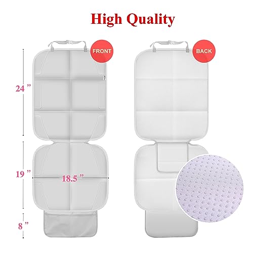 Car Seat Protector for Child Car Seat, Durable 600D Fabric Waterproof Car Seat Cover with Thick Pad Non-Slip Backing，No Imprints (Light Gray-1 pc) - color: Light gray-1 pc