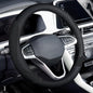 Coverado Car Steering Wheel Cover, Nappa Leather Black Steering Wheel Covers for Women, Universal 14-15 inch, Anti-Slip, Breathable Steering Wheel Protector - color: B-Black&Black