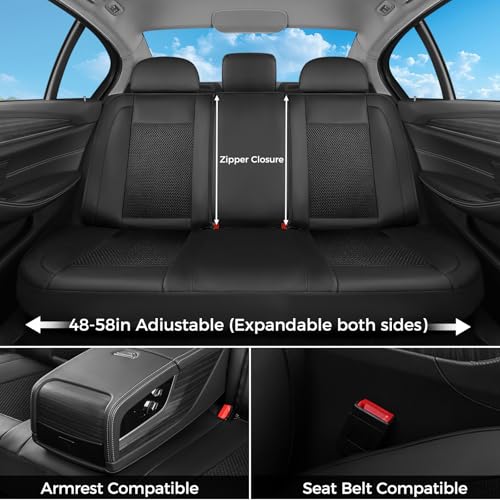 Car Seat Covers Full Set, Universal Seat Cover 5 Seats, Automotive Seat Covers with Mesh Leather, Waterproof Car Seat Protector, Breathable Car Seat Cushion for Most Car SUV Truck, Black - color: Black, size: Full set