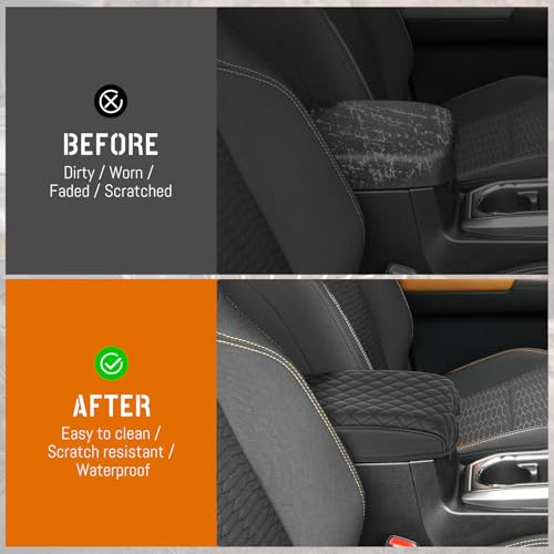 Thicker Center Console Cover fit for Toyota Tacoma 2016 2017 2018 2019 2020 2021 2022 2023,Waterproof Microfiber Leather Middle Console Armrest Cover,Arm Rest Box Lid Cushion Protector,Black - color: Diamond Quilted - Black