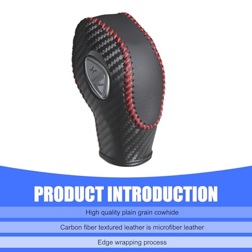 Car Gear Shift Cover, Genuine Leather Gear Knob Protector, Anti-Scratch Anti-Aging Shifter Cover, Compatible with Ford Focus Fiesta Fusion Escape (Red) - color: Red