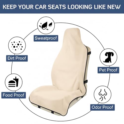 Car Seat Covers, 2PCS Premium Auto Seat Towel Fit Cars SUV Trucks, Ideal Gift for Active People Who Work Sweat Swim Run Beach, Tan - color: Tan, size: 2packs