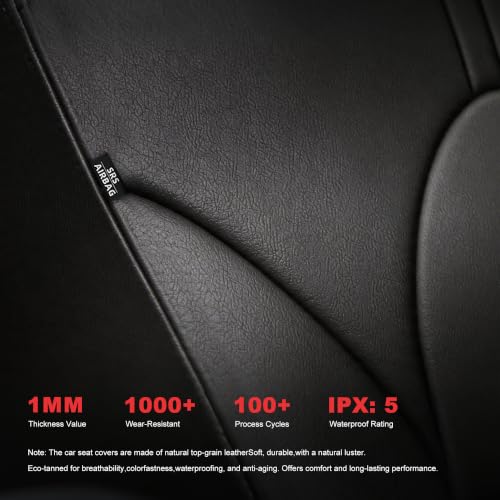 TTX LIGHTING Custom Fit Car Seat Covers for Toyota Camry 2018 2019 2020 2021 2022 2023 2024 Full Set Waterproof Faux Leather Airbag Compatible Seat Covers Black - size: 4.Camry 2018-2024 5 Seat Full Set