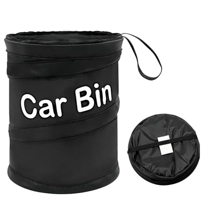GiftNest Car Trash Can for Back Seat 1-Second Pop Up Foldable Leakproof 1 Gallon Car Garbage Bin with Hook and Loop Strap Waterproof Liner Car Garbage Bag Fits Cars, Home, Office