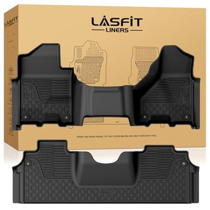 LASFIT Floor Mats 2019-2025 2026 for Ram 2500/3500 Mega Cab Bench Seat, Not for Bucket Seat or Model with PTO KIT or 4X4 Shifter, All Weather TPE Custom Fit Car Mats Floor Liners 1st & 2nd Row, Black - style: 3) 2500/3500 | 2019-2024 | Mega Cab Bench Seat