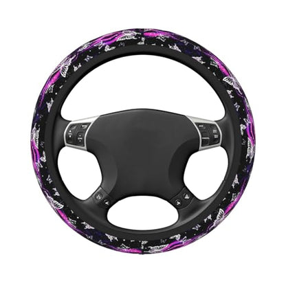 Purple Butterfly Steering Wheel Cover - Purple Butterfly Steering Wheel Protector Neoprene 15inch Car Accessories 2 Pcs Car Coasters for Women Men - color: Purple Butterfly 2