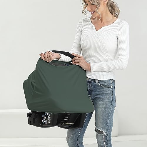 Breathable Car Seat Cover for Babies – Multi-Purpose Soft Rayon Nursing Cover for Breastfeeding, High Stretchy Infant Carseat Canopy, Stroller Cover (Smooth Rayon, Roman Green) - color: Roman Green