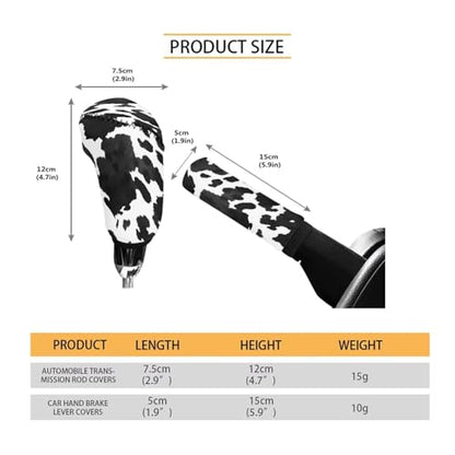 Cow Print Car Handbrake Cover Gear Shift Knob Cover Set, Automotive Shift Protector Cover Interior Accessiores Universal Fit Most Vehicle SUV Truck - color: Cow Print
