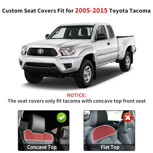 Truckiipa Tacoma Leather Seat Covers Front Pickup Truck Seat Covers Custom Fit for 2005-2015 Toyota Tacoma Double Crew Cab, Front Pair, Black&Blue - color: Front Pair/Black&Blue, size: Tacoma 2005-2015