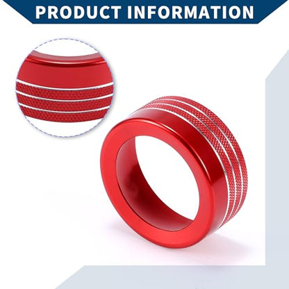 AC Air Conditioner Gear Shift Headlight Media Control Switch Knob Cover for Dodge for RAM 13-17 / Interior Trim/Stylish Aluminum Alloy / 5 Pcs Red - color: Red