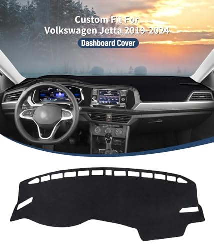 BIBLOZ Dash Cover for Volkswagen Jetta 2019 2020 2021 2022 2023 2024 Accessories Black Flannel Dashboard Cover Mat Car Dashboard UV Sun - size: 2019-2024 Jetta