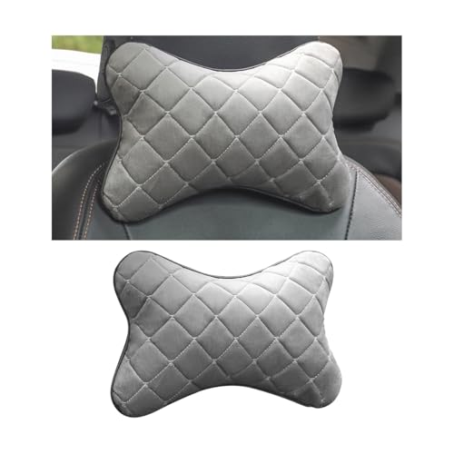Car Headrest Pillow, Comfortable Driving Vehicle Seat Neck Support Pillow with Adjustable Strap, Removable Automotive Interior Head Cushion, Universal for Automobile RV Truck (Grey) - color: Grey