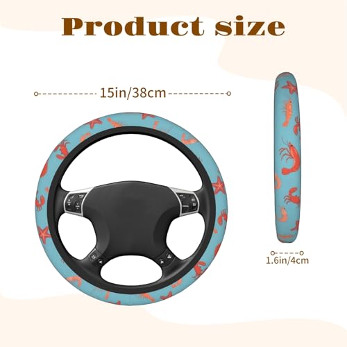 Steering Wheel Cover Accessories Neoprene Cover, Breathable Non-Slip Easy to Install Suitable for Women Men, 14.5-15.5 Inch for Car SUV Van Truck Universal - Seafood - color: Seafood