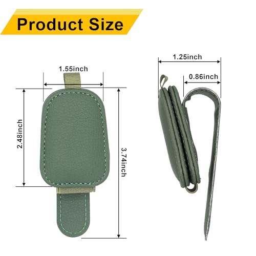 Yuoyar Sunglass Holder for Car, Magnetic Leather Sunglasses Holder and Ticket Card Clip, Car Visor Accessories, 2 Packs (Green) - color: Green