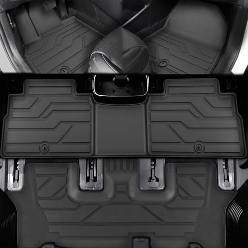 KARPAL Floor Mats for 2025 2024 2023 2022 2021 2020 Kia Telluride LX/S/EX/SX 7&8 Seats (Not for 2027), TPE All Weather Custom Fit Floor Liners Full Set Car Mats Kia Telluride Accessories - style: 2020-2025 | For Kia Telluride | Combo Set