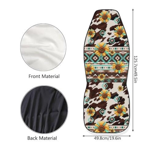 Howilath Aztec Tribal Sunflower Car Seat Cover Set of 2 Interior Accessories Washable Anti-Slip Auto Front Bucket Seat Covers All Seasons Use - color: Aztec Tribal Sunflower