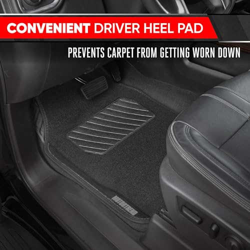 Motor Trend SpeedSeries Carpet Floor Mats Set - Universal Fit for Cars, Trucks, SUVs, Vans Trim Racing Design Car Mats Full Set Tapetes para Carro - Set of 4, Black & Black Car Carpet Mats - color: Black
