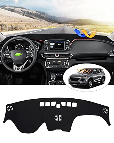 CARTIST Dashboard Cover Custom Fit for Hyundai Santa Fe 2019 2020 2021 2022 2023 Accessories Dash Cover Mat Pad Black （Without HUD） - size: Hyundai Santa Fe 2019-2023（Without HUD）