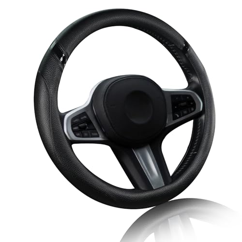 Cxtiy Universal 15.5-16 Inch Steering Wheel Cover – Non-Slip Microfiber Leather, Easy Install, Thickened Grip, All-Season Comfort for Cars & Trucks (Black, 15.5"-16") - color: Black