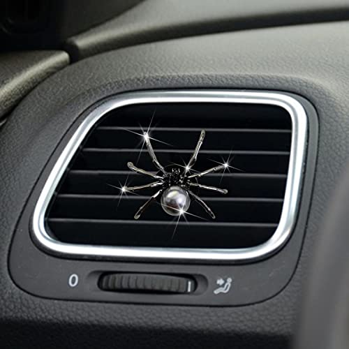 Bling Spider Car Air Fresheners Vent Clips, Cute Lovely Spider Car Air Vent Clips Funny Diamond Diffuser Vent Clip Decoration Interior Decor Bling Accessories for Women Men（Black）