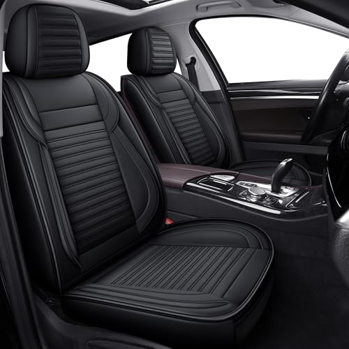 Front Car Seat Covers, Faux Nappa Leather, Airbag Compatible and Waterproof Protectors for Sedans SUVs, Breathable Anti-Slip Interior for Commuters and Rideshare, Black - color: Black, size: Front