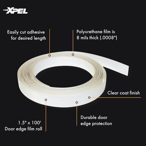 XPEL Door Edge Guard Protection Film Roll, 1/2" x 100' - Car or Truck Doors, Protective Barrier Against Minor Scratches, Paint Chips, Door Edge Impact, and Dings - Prevents Damage and Possible Rust - size: ½ Inch x 100 Foot