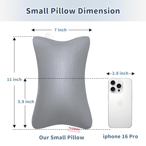Pro Goleem Small Pillow 11"x7"x2.5" for Baby Sleeping with Name Tag Mini Tiny Pillow for Room Couch Sofa Chair and Outdoor Car Air Nap Neck Lumbar Knee Rest Pillows, Gray - color: Gray