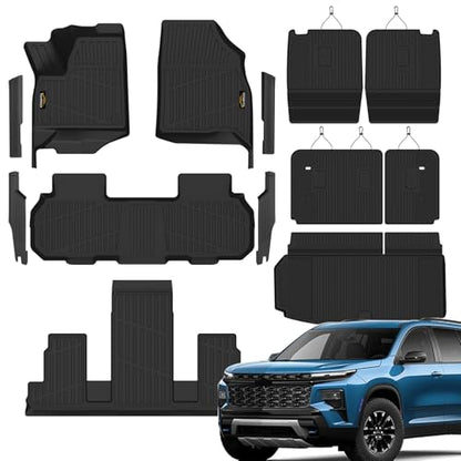 Floor Mats for Chevy Traverse 2024-2026 & GMC Acadia 2024-2026 & Buick Enclave 2025-2026 (Only 7 Seats) All Weather TPE Set Cargo Liner Door Sill Protectors Accessories, Black - size: For GMC Acadia 7 seats 2024-2026