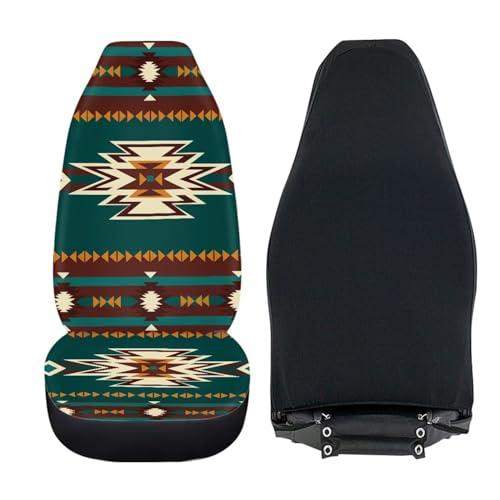 Dreaweet Aztec Car Seat Covers Front Seats Only,Native American Car Front Seat Protector,Universal Waterproof Seat Covers for SUV Trucks Sedan,Green - color: Aztec Green
