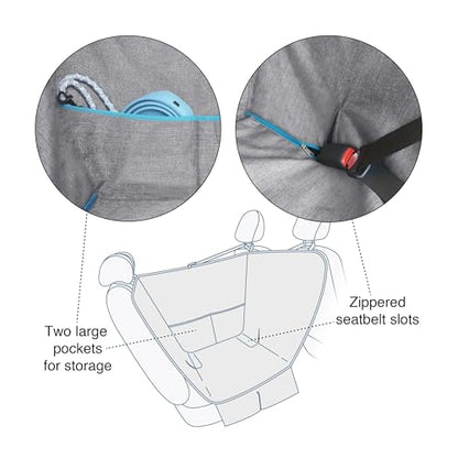 Kurgo Heather Half Hammock, Half Car Seat Cover for Pets, Car Hammocks for Dogs, Water-Resistant, 27.5" Wide (Heather Grey) - size: 27.5" Wide, style: Half Hammock