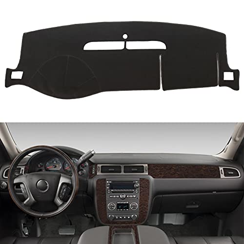 Dashboard Cover for Chevy Chevrolet Suburban/Tahoe 2007-2014,Chevrolet Avalanche Silverado 1500 LTZ 2007-2013,GMC Yukon 2007-2014 Dash Cover Mat(Premium Carpet, Black) - color: Black