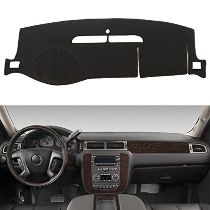 Dashboard Cover for Chevy Chevrolet Suburban/Tahoe 2007-2014,Chevrolet Avalanche Silverado 1500 LTZ 2007-2013,GMC Yukon 2007-2014 Dash Cover Mat(Premium Carpet, Black) - color: Black