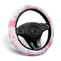 ALEMODR Pink Cow Print Plush Steering Wheel Cover Fluffy Winter Warm Universal 15 inch for Women Girls - color: Pink-white