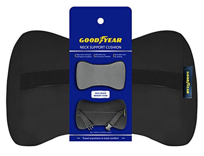 Goodyear Ergonomic Car Neck Pillow, Soft Memory Foam Headrest Pillow for Driving, Breathable & Removable Cover, Car Seat Headrest Cushion with Adjustable Strap, Neck Pain Relief, Grey - color: Grey