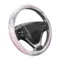 Car Steering Wheel Cover Universal 15 Inch Middle Size Auto Anti-Slip Leather Wheel Protector with Flower Grain Design White Style - color: White