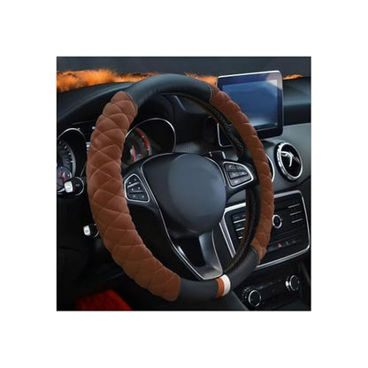 Car Steering Wheel Cover, Anti Slip Fluffy Vehicle Wheel Protector, 15 Inch Winter Plush Warm Automotive Wheel Protection Cover Accessories, Universal for SUV, Sedan, Truck(Coffee)