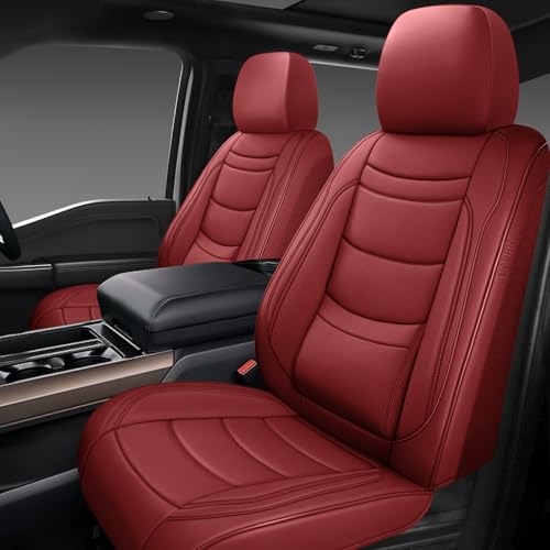 Leather Car Seat Covers Full Set,Universal Fit for Most Cars,SUVs and Sedans,Waterproof Luxury Leatherette Cushions, 5 Seats Protectors (Wine Red, Front Pair-2 Seats(Driver and Passenger)) - color: Wine Red, size: Front Pair-2 seats(driver and passenger)