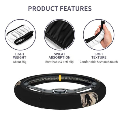 Funny Bigfoot Sasquatch Full Moon Steering Wheel Cover,Warm in Winter and Cool in Summer,15 in Universal Accessory for Diverse Car Fashion Elastic Breathable Silicone Anti-Slip Decor for Men Women