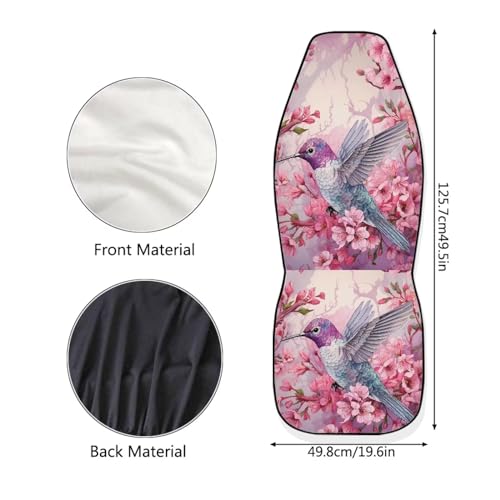 INSTANTARTS Hummingbird Car Seat Covers 2pcs/Set Vehicle Protector Cherry Blossom Front Seats Cover Auto Seat Protector Bucket Seat Cover for Most Cars SUV Sedan - color: Hummingbird