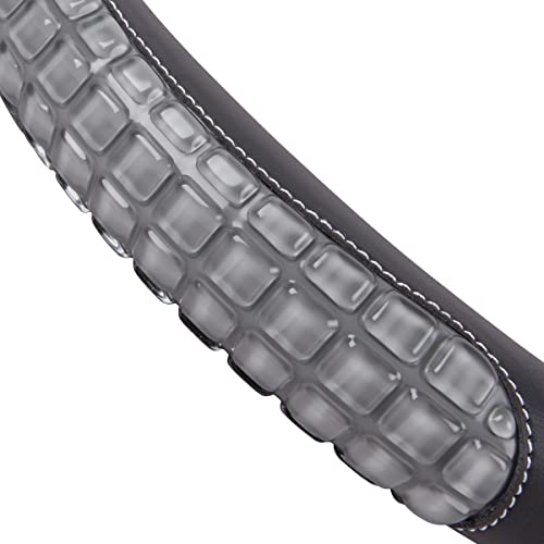 Flying Banner car Steering Wheel Cover Gel Massage Velvet Cool Warm Universal Size 15 inches SUV Truck Anti Slip Odorless Summer Winter (Black Gray, Gel Massage) - color: Black Gray
