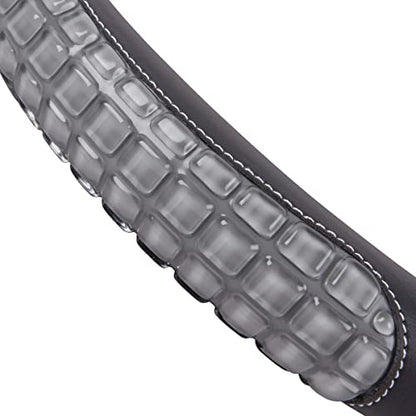 Flying Banner car Steering Wheel Cover Gel Massage Velvet Cool Warm Universal Size 15 inches SUV Truck Anti Slip Odorless Summer Winter (Black Gray, Gel Massage) - color: Black Gray