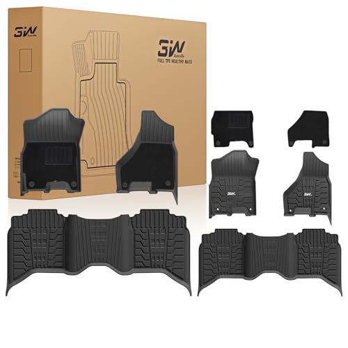 3W Floor Mats with Carpets for 2019-2025 2026 Ram 2500/3500 Crew Cab with Bucket Seat (Not for PTO KIT Models), All Weather TPE Floor Liners 1st & 2nd Row (for Carpet Floor), Black - size: 3.Ram 2500 2019-2026 Floor Mats & Carpets
