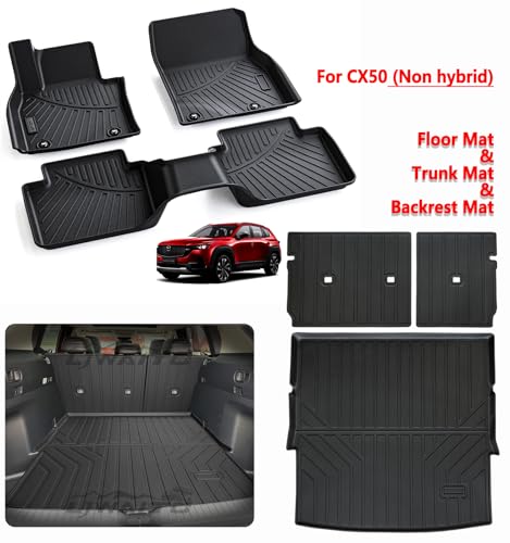 Floor Liners for Mazda CX50 2023 2024 2025 2026 (Non Hybrid) & Cargo Liners & Backrest Mat,TPE All Weather Protection Car Floor Mats with Trunk Mat Covering The Backrest for CX-50 - size: 23-26丨CX50 (Non Hybrid)