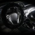Warm Steering Wheel Cover with Handbrake Cover & Gear Shift Cover, Soft Fazzy Steering Wheel Wrap Faux Wool Fluffy for Winter 3 Pcs1 Set Fit Most of Car(Black) - color: black