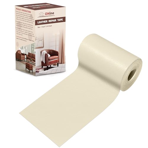 ONine Leather Repair Patch，Leather Repair Tape, 3 x 60 inches Leather Repair Patch for Furniture,Vinyl Repair Kit，Leather Couch Patch，for Sofas, Furniture, Car Seats, Office Chairs(Rice White) - color: Rice White, size: 3 x 60 inches