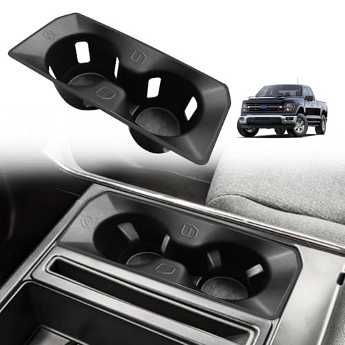 Muslogy Center Console Cup Holder Inserts Compatible with 2021-2025 2026 Ford F150 F-150 Accessories Middle Console Drink Holder Liner TPE Organizer Non-Slip Drink Stopper(Bucket Seat Only) - size: 2021-2025 F150 Bucket Seat Only